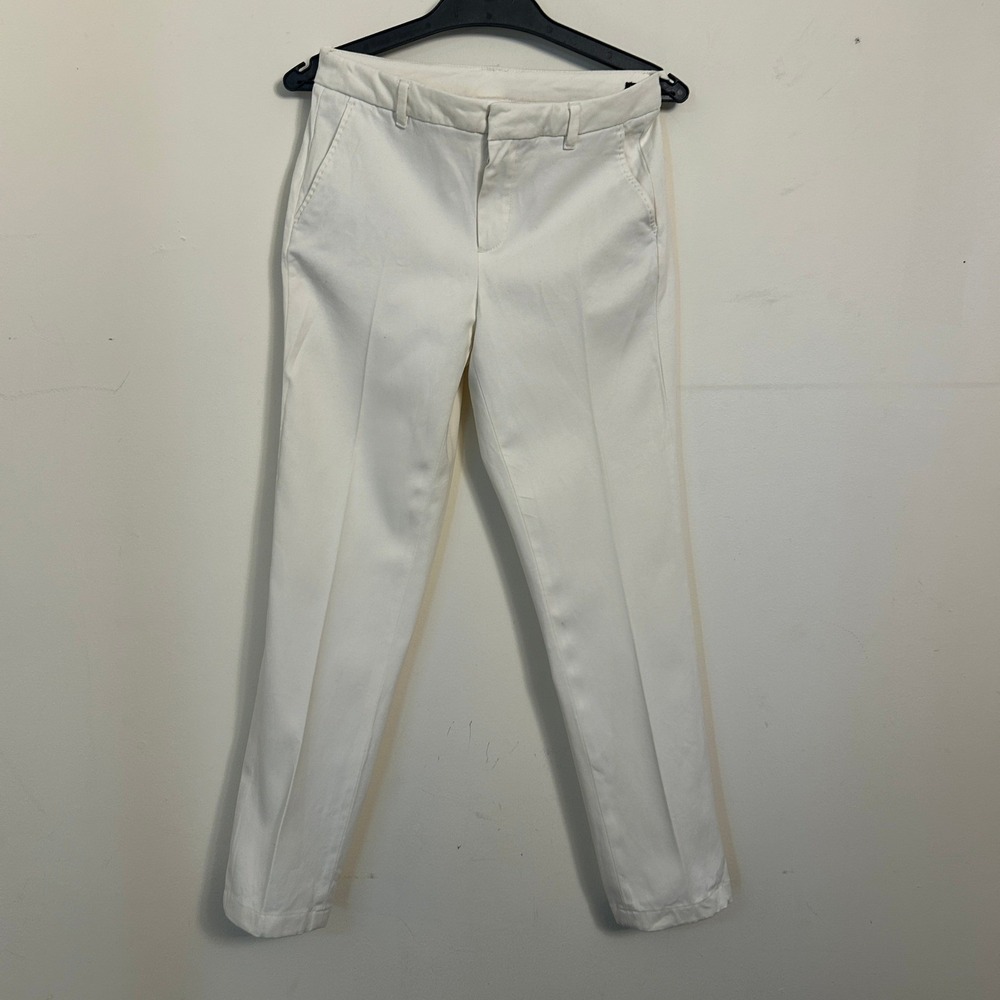 Massimo Dutti Slim Trousers White Cotton Lyocell Blend Quiet Luxury